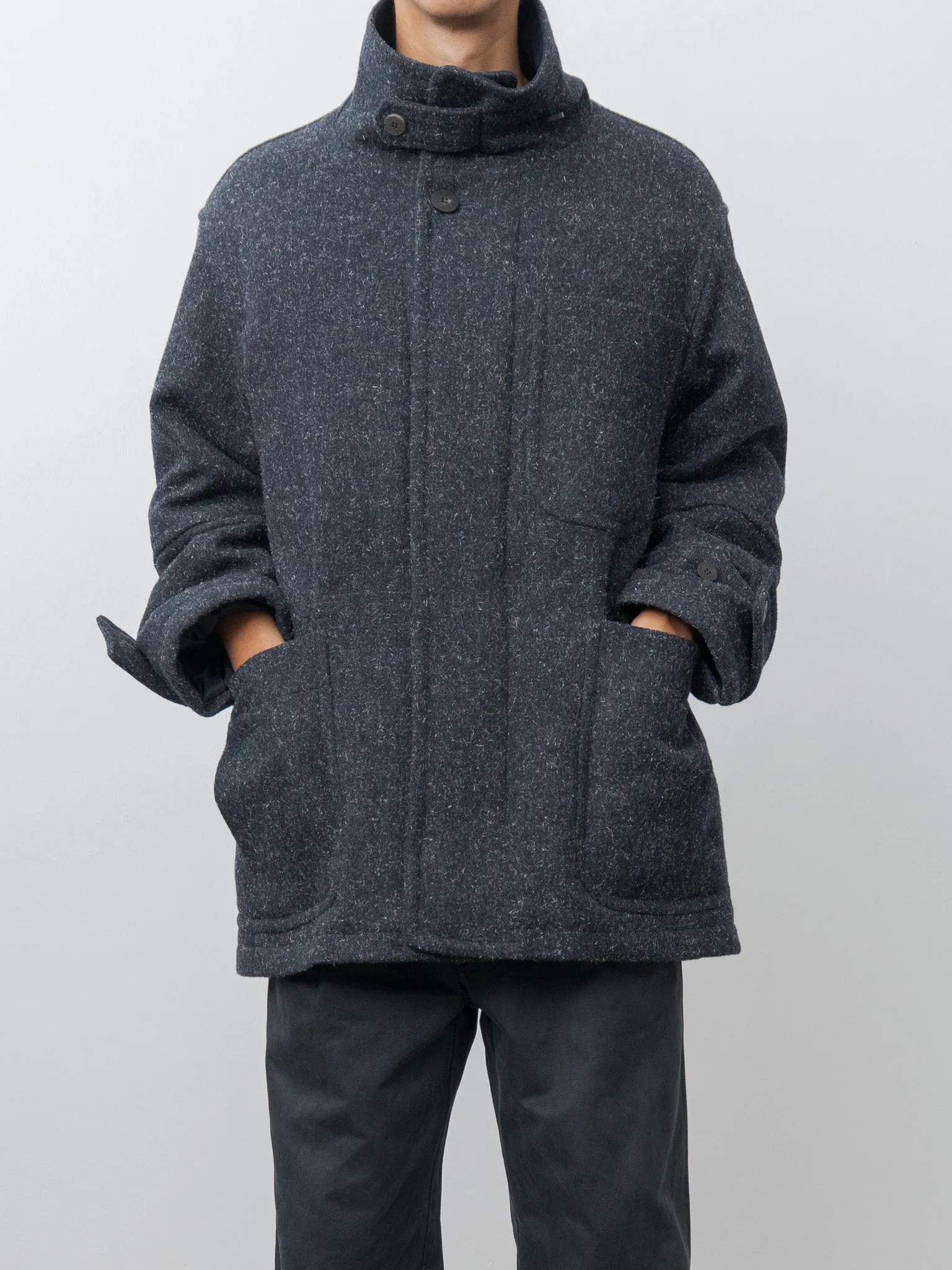 Shearling Trimmed Kemp Melton Half Coat - Navy sold by Namu Shop product image thumbnail 4