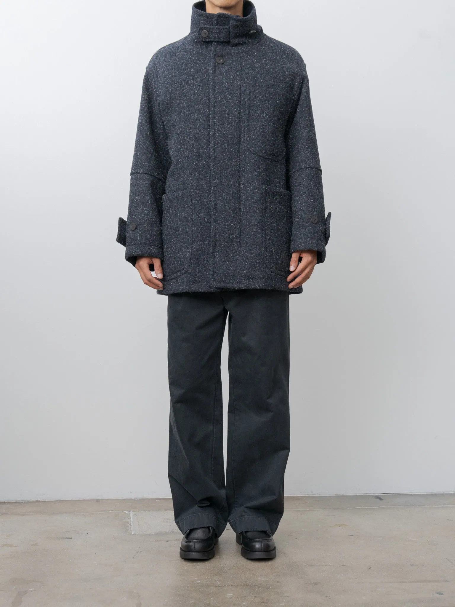 Shearling Trimmed Kemp Melton Half Coat - Navy sold by Namu Shop product image thumbnail 3