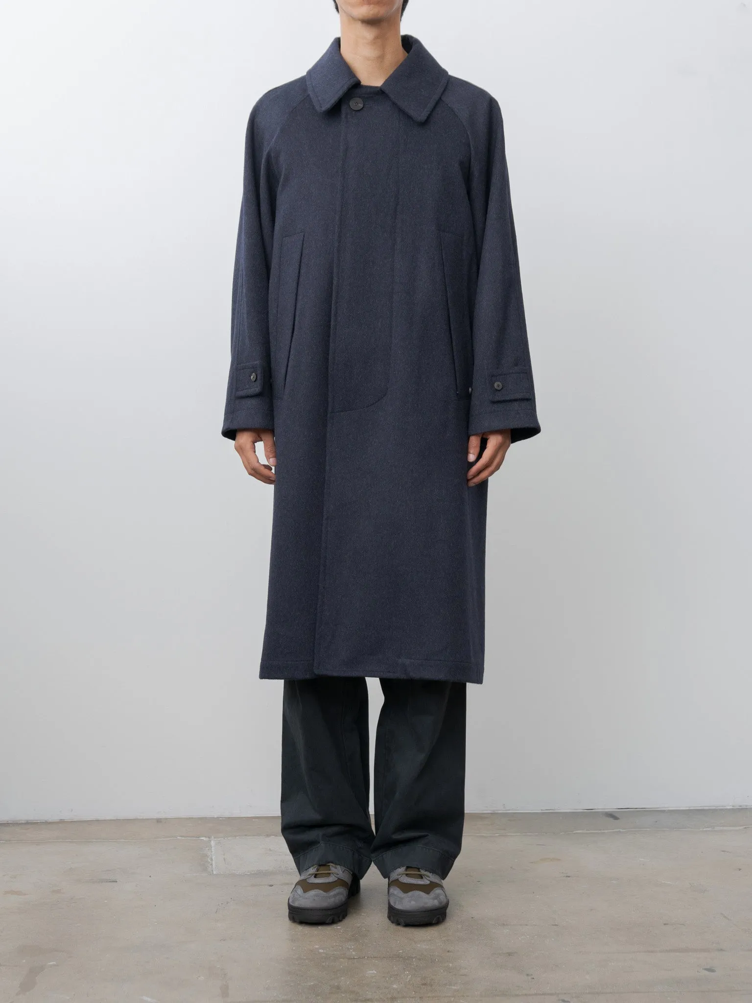 Austria Himalaya Loden Inverted Pleats Balmacaan Coat - Navy sold by Namu Shop product image thumbnail 3