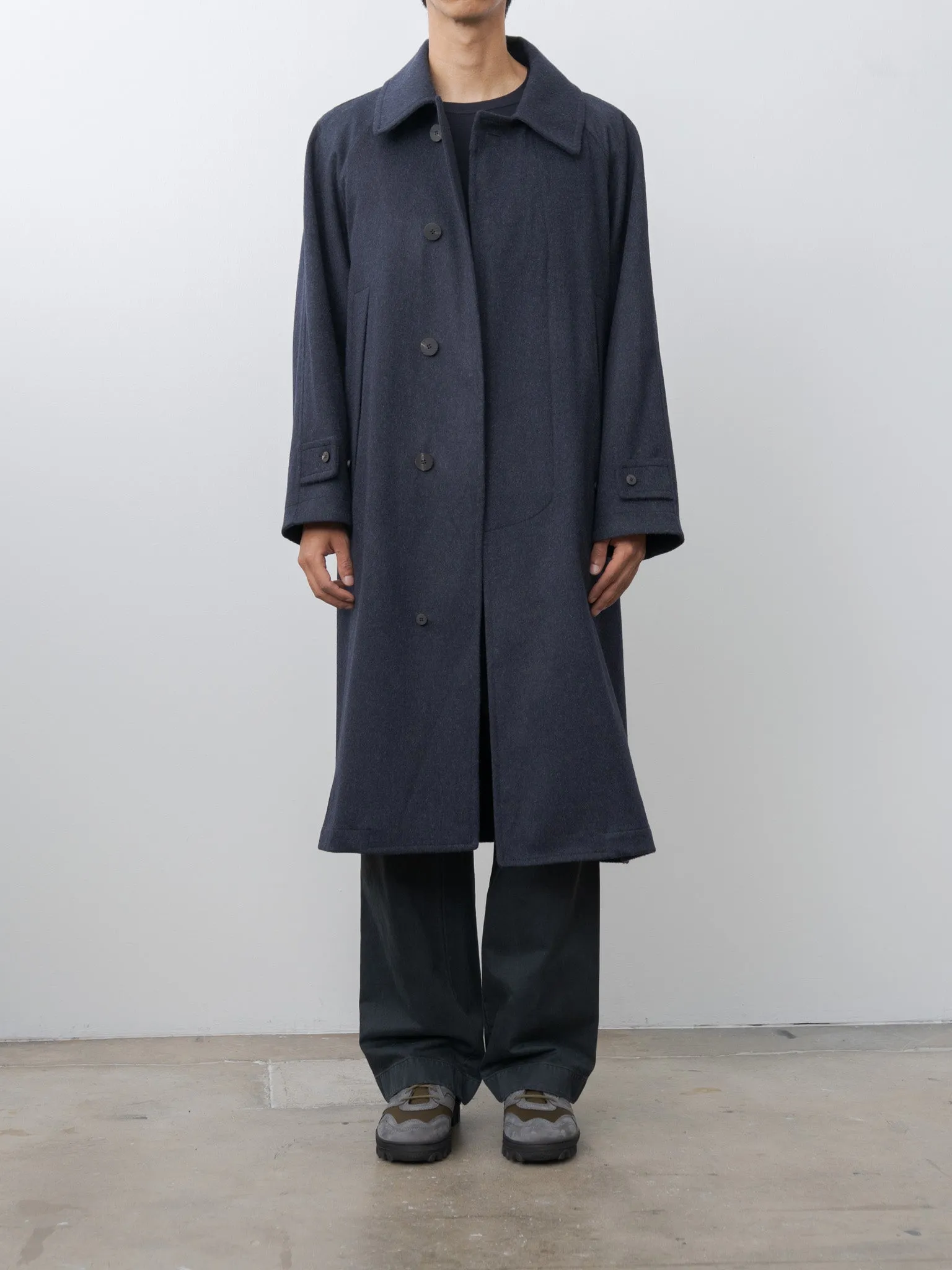 Austria Himalaya Loden Inverted Pleats Balmacaan Coat - Navy sold by Namu Shop product image thumbnail 2