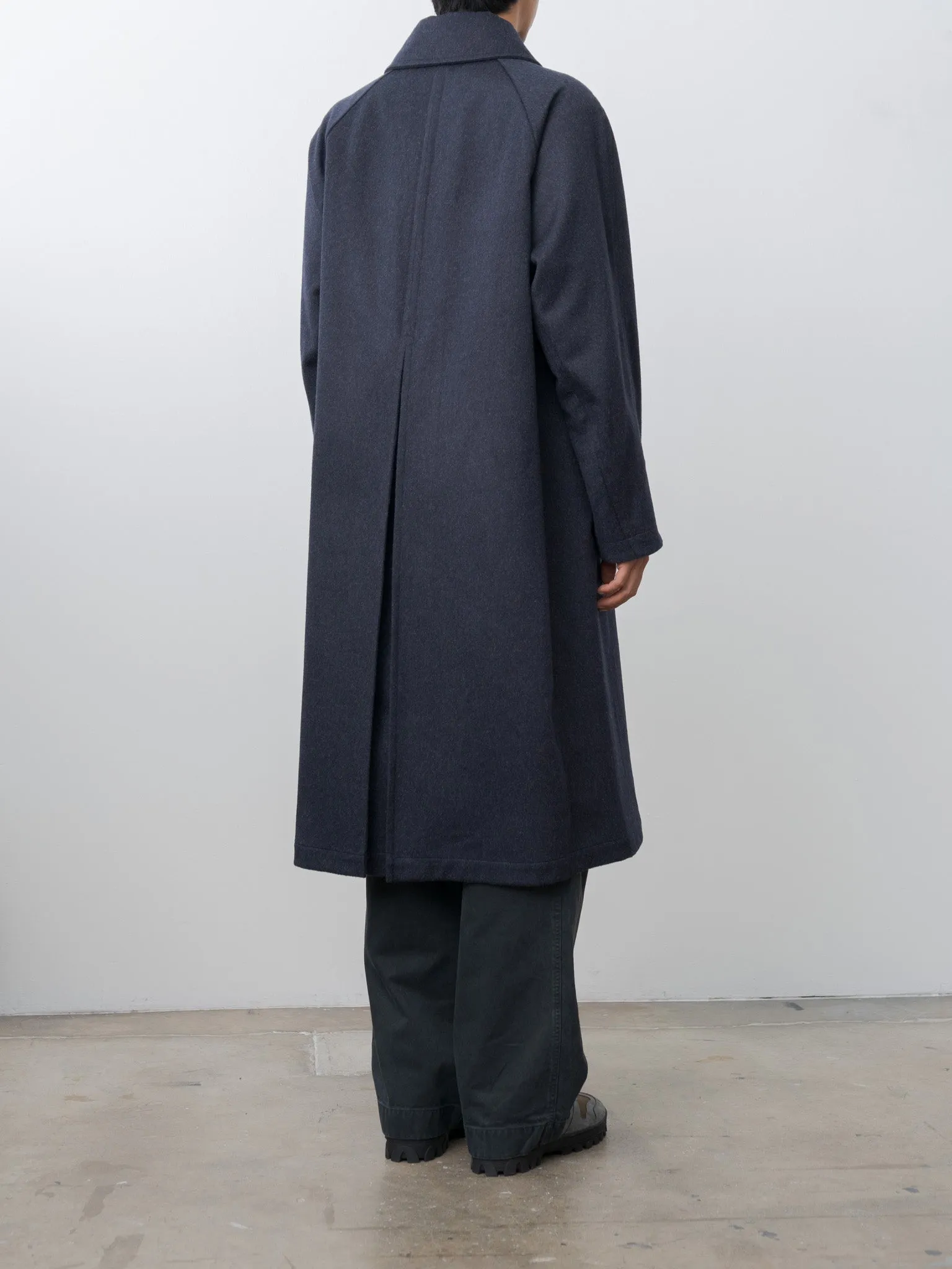 Austria Himalaya Loden Inverted Pleats Balmacaan Coat - Navy sold by Namu Shop product image thumbnail 5