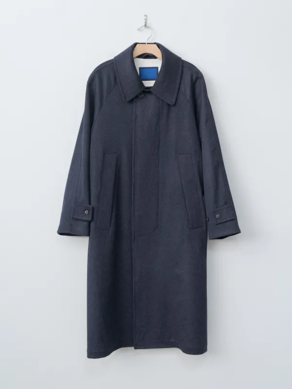 Austria Himalaya Loden Inverted Pleats Balmacaan Coat - Navy sold by Namu Shop