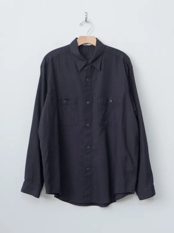 Brushed Organic Cotton Tencel Snap Shirt - Navy sold by Namu Shop