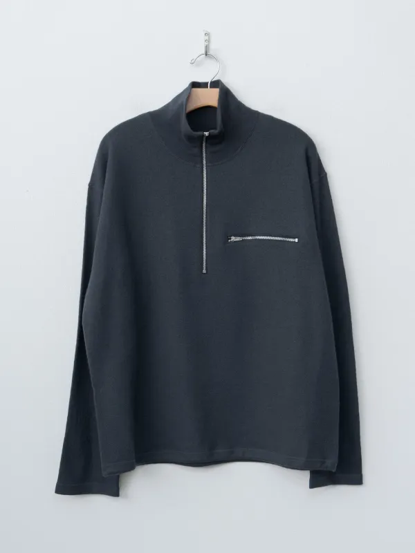 Ultrafine Merino Milled Wool Knit Half Zip P/O - Smokey Navy sold by Namu Shop
