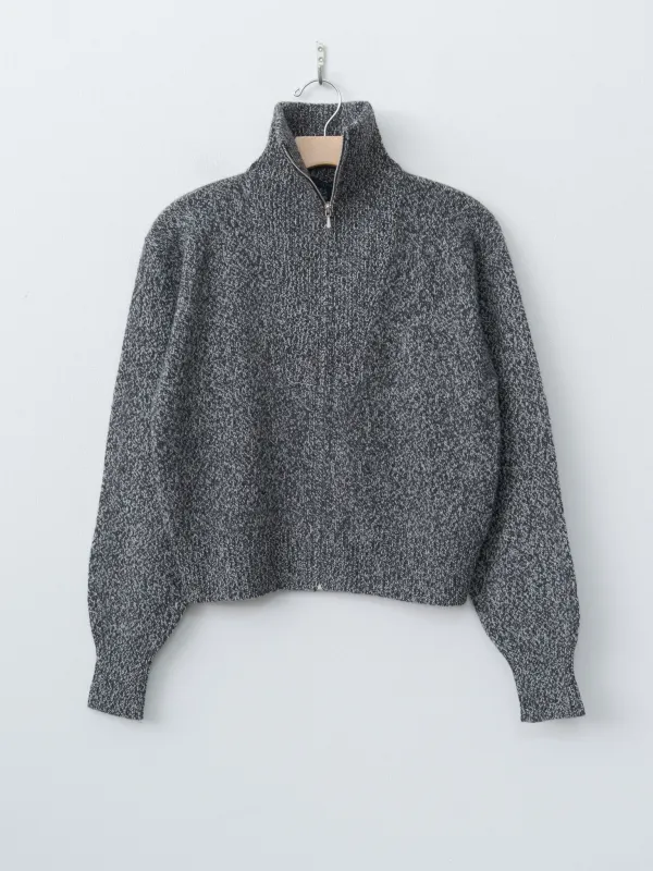 Wool Cashmere Melange Knit Full Zip P/O - Black x Gray sold by Namu Shop