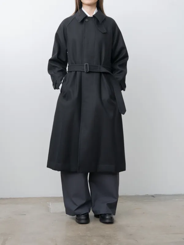 Super100's Wool Melton Coat - Black sold by Namu Shop