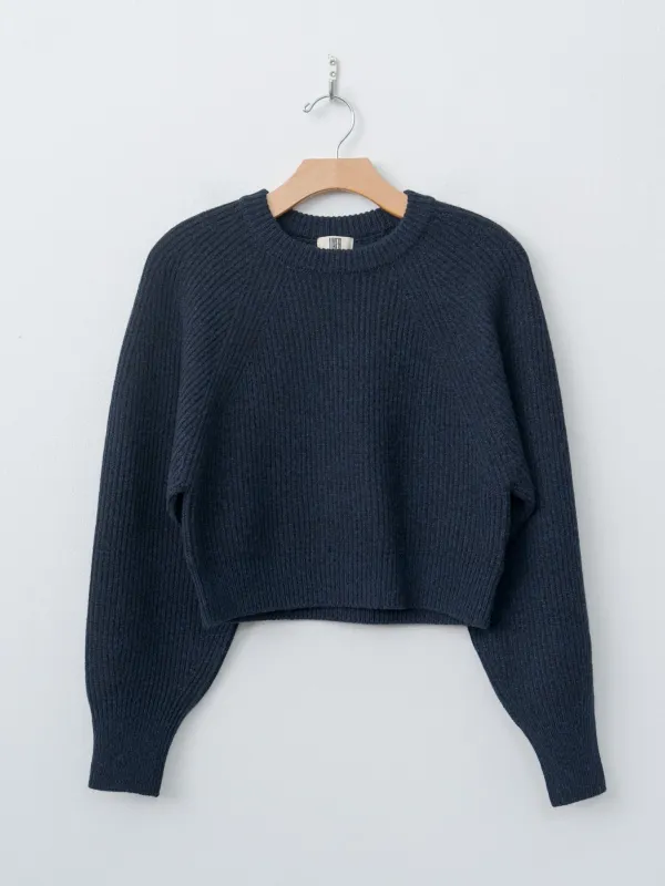 Woolen Cotton & Fine Lambswool Ribbed P/O - Black Navy sold by Namu Shop