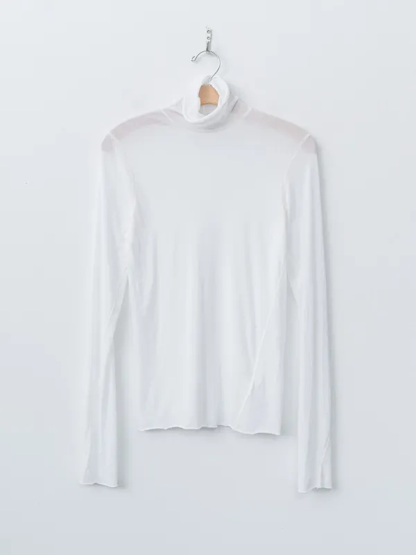 High Twist Cotton Sheer Jersey Turtleneck Tee - Off White made by Namu Shop