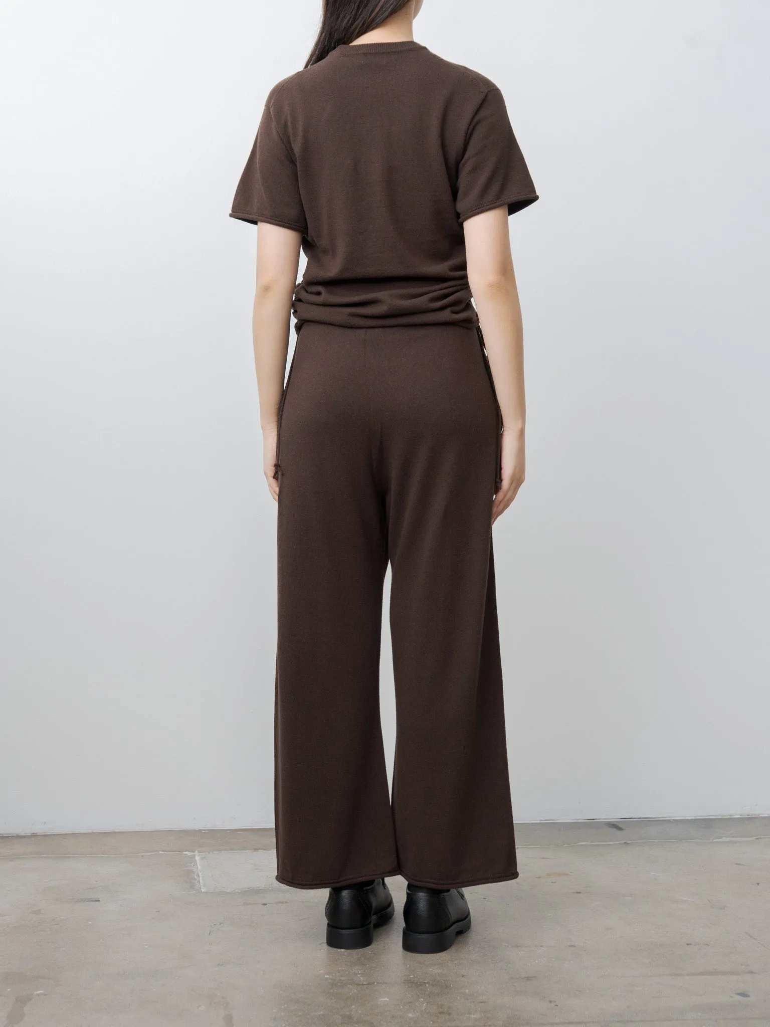 Brushed Silk Cotton Wide Straight Pants - Dark Brown sold by Namu Shop product image thumbnail 5