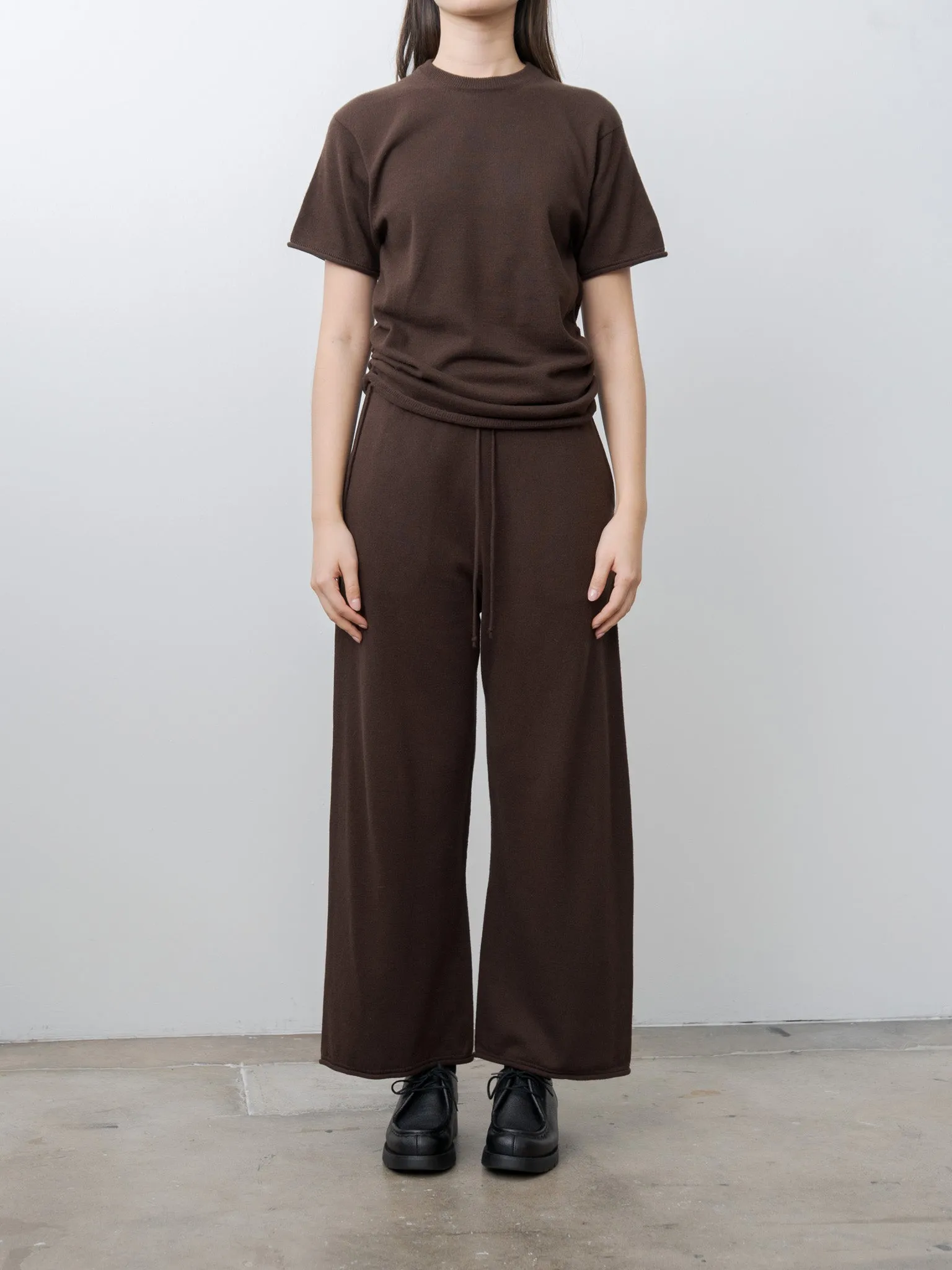 Brushed Silk Cotton Wide Straight Pants - Dark Brown sold by Namu Shop product image thumbnail 4