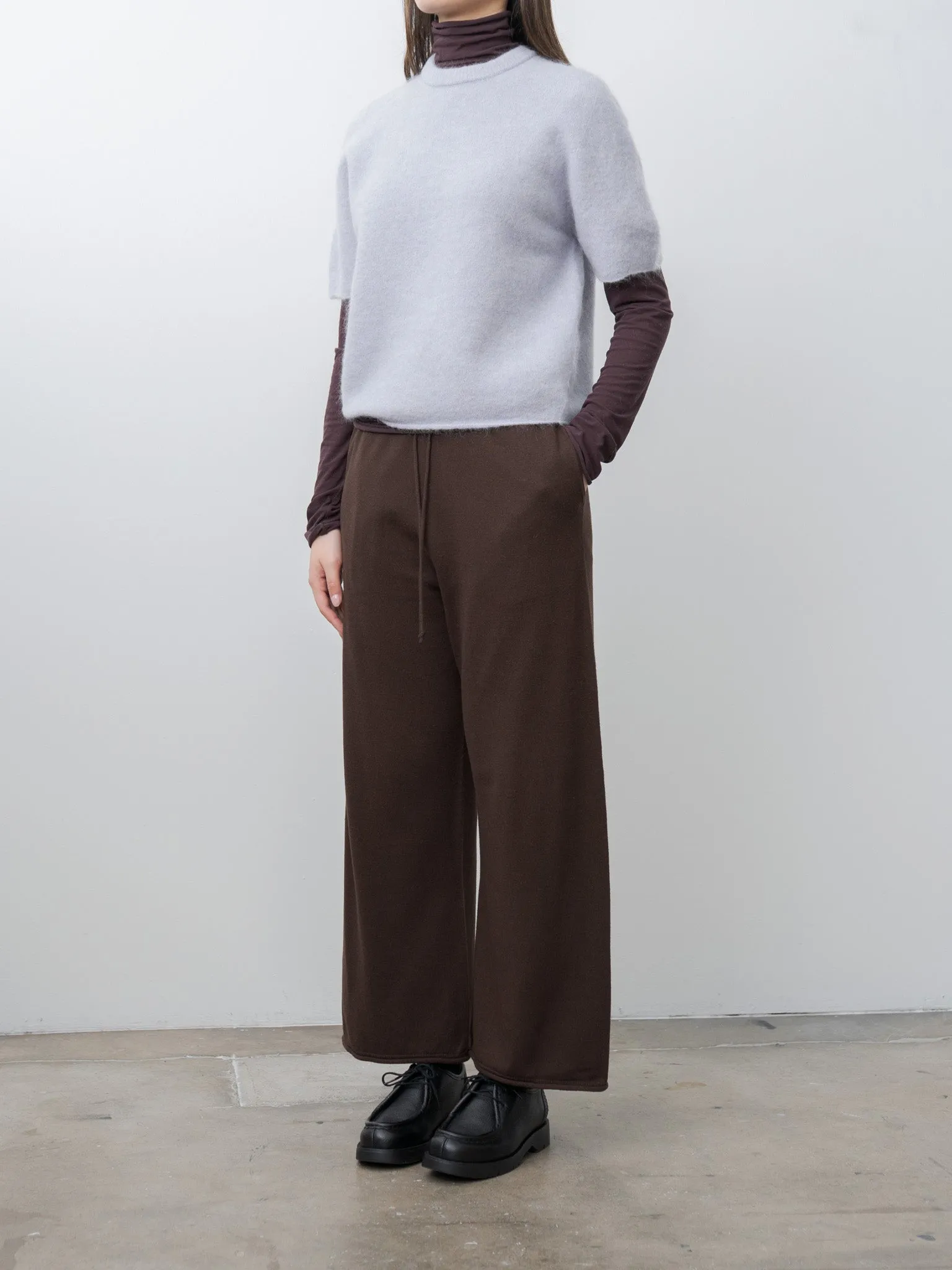 Brushed Silk Cotton Wide Straight Pants - Dark Brown sold by Namu Shop product image thumbnail 3