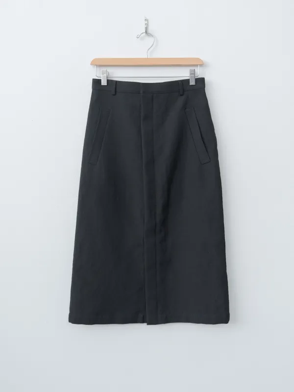 Wool Cotton Linen Ox Skirt - Black made by Auralee