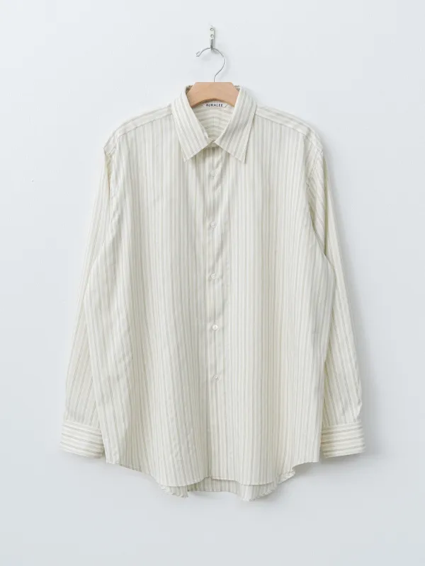 Cotton Silk Stripe Shirt - Ivory Stripe made by Auralee