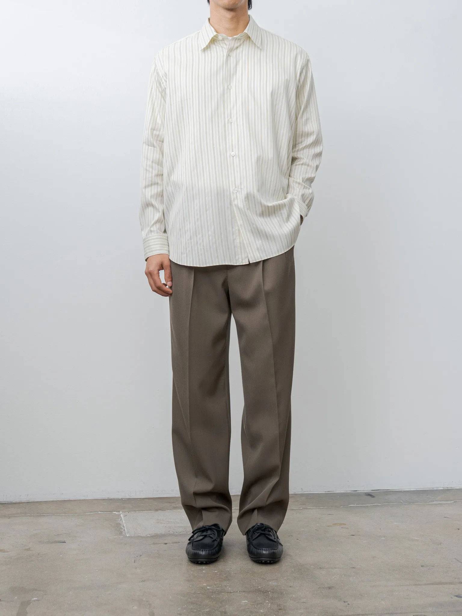 Cotton Silk Stripe Shirt - Ivory Stripe sold by Namu Shop product image thumbnail 3