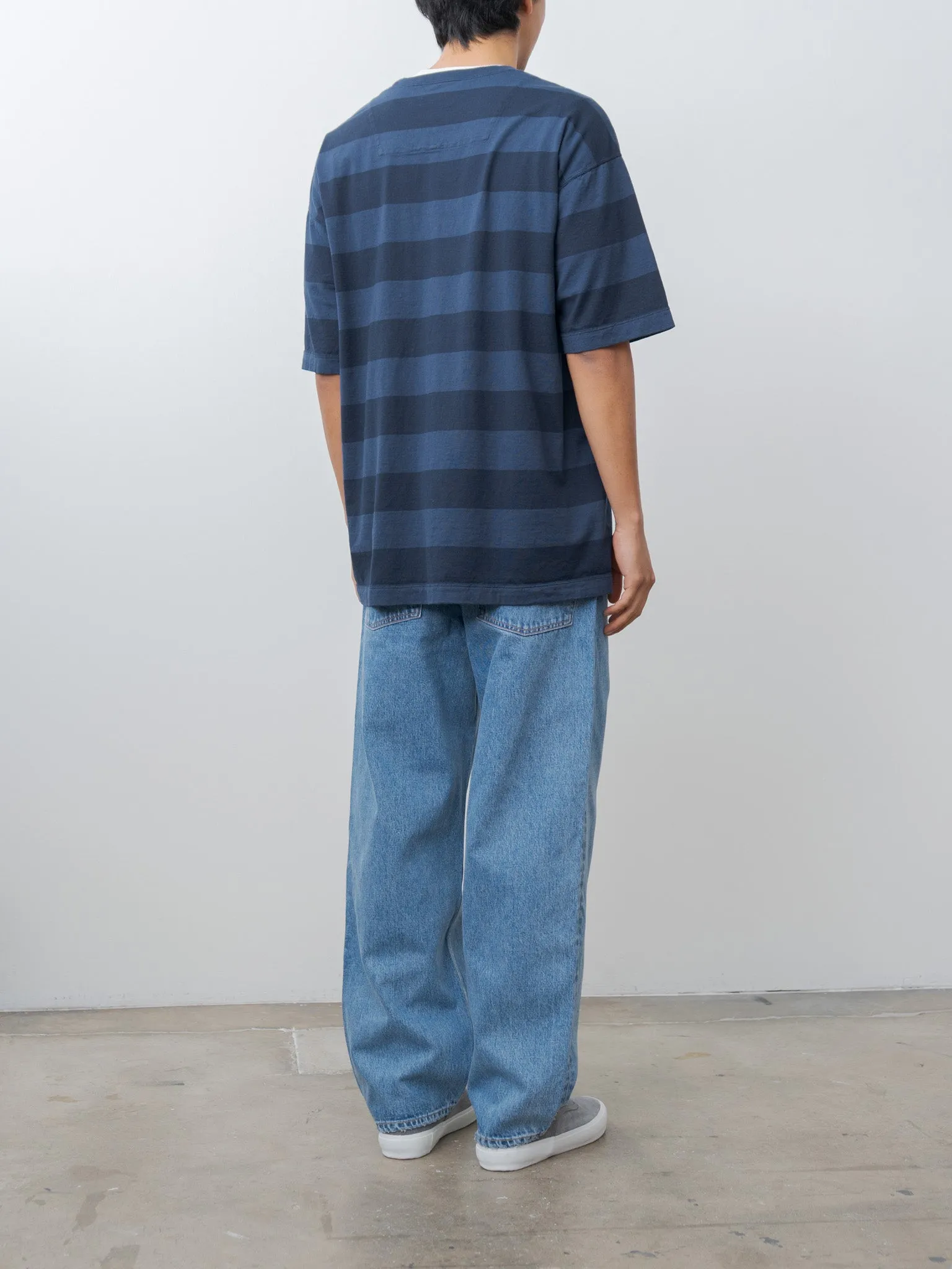 Garment Dye Stripe Baggy T-Shirt - Navy sold by Namu Shop product image thumbnail 4