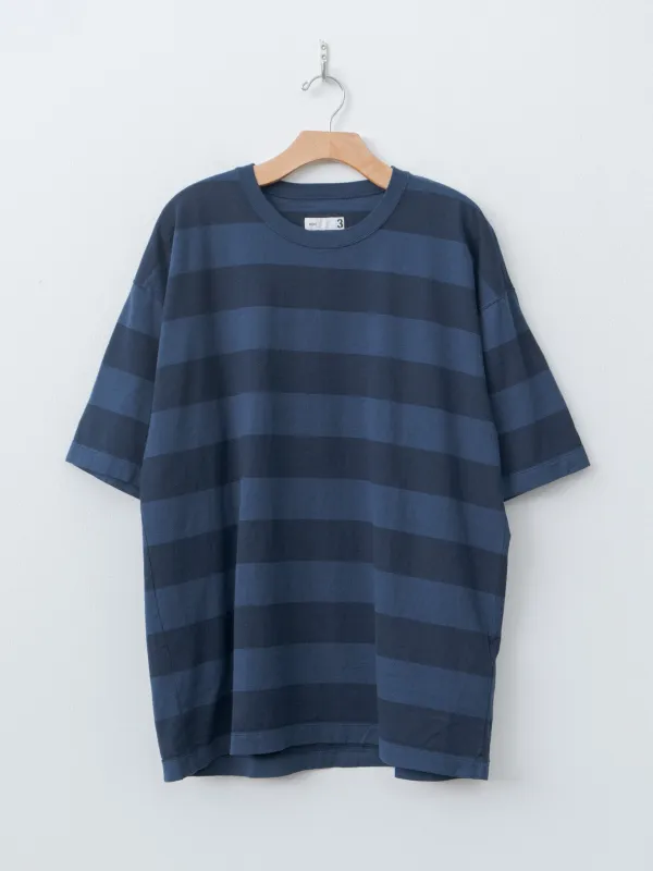 Garment Dye Stripe Baggy T-Shirt - Navy sold by Namu Shop