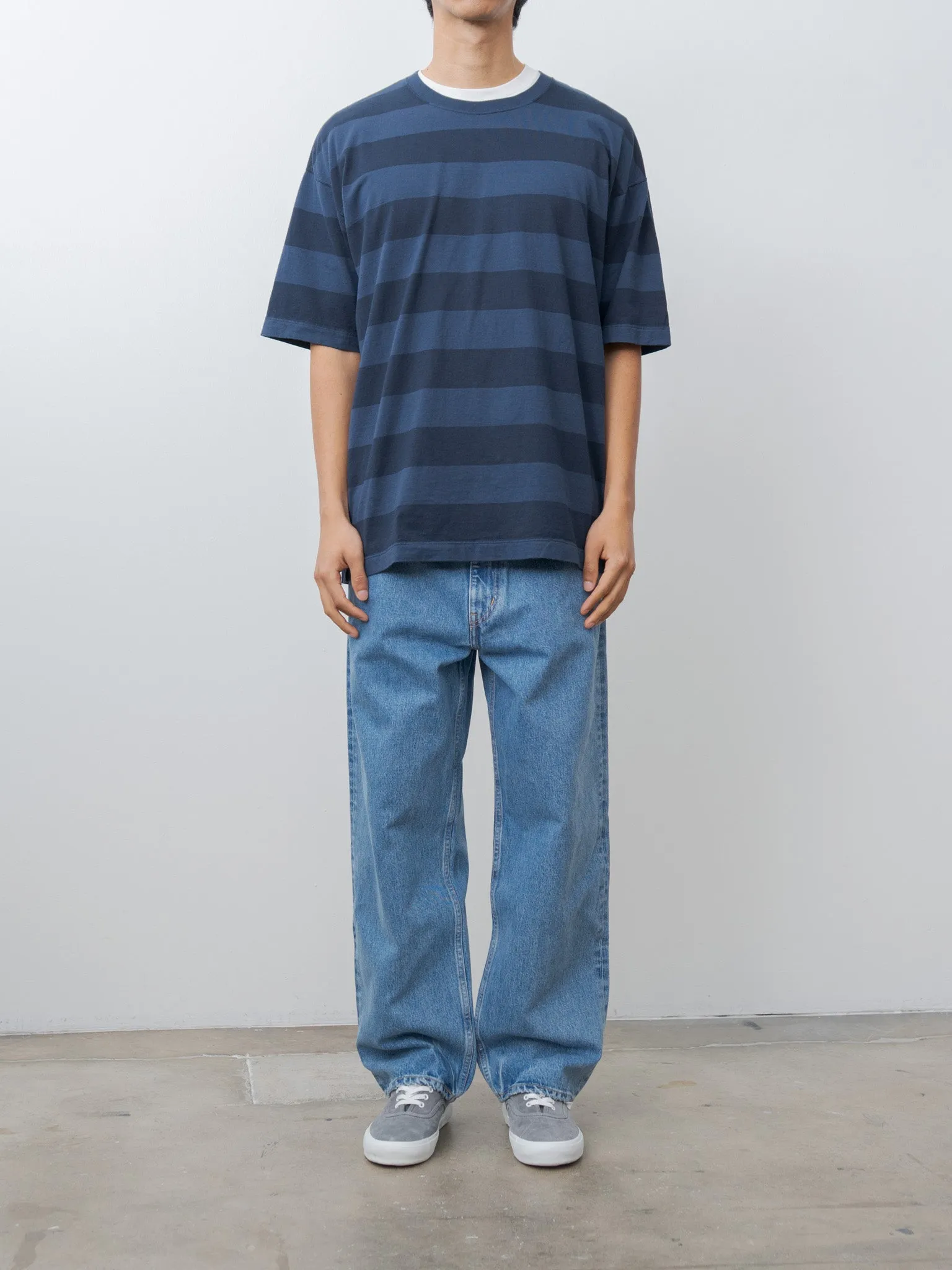 Garment Dye Stripe Baggy T-Shirt - Navy sold by Namu Shop product image thumbnail 2