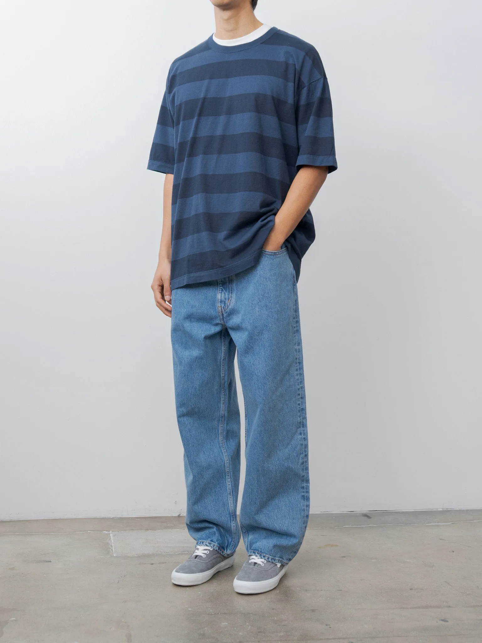 Garment Dye Stripe Baggy T-Shirt - Navy sold by Namu Shop product image thumbnail 3