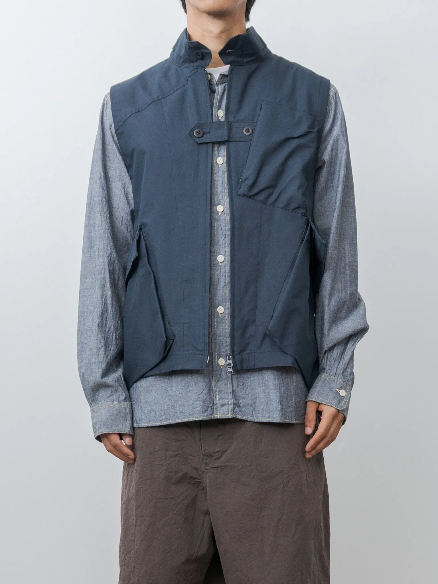 Cotton Poly Hollow Yarn Light Gabardine Messenger Vest - Navy sold by Namu Shop product image thumbnail 2