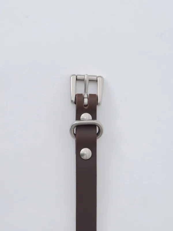 Standard Belt Slim - Brown × Silver sold by Namu Shop