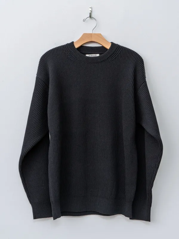 Super Fine Wool Rib Knit P/O - Black made by Auralee