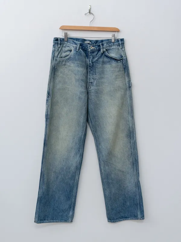 Selvedge Faded Heavy Denim Painter Pants - Faded Indigo made by Auralee