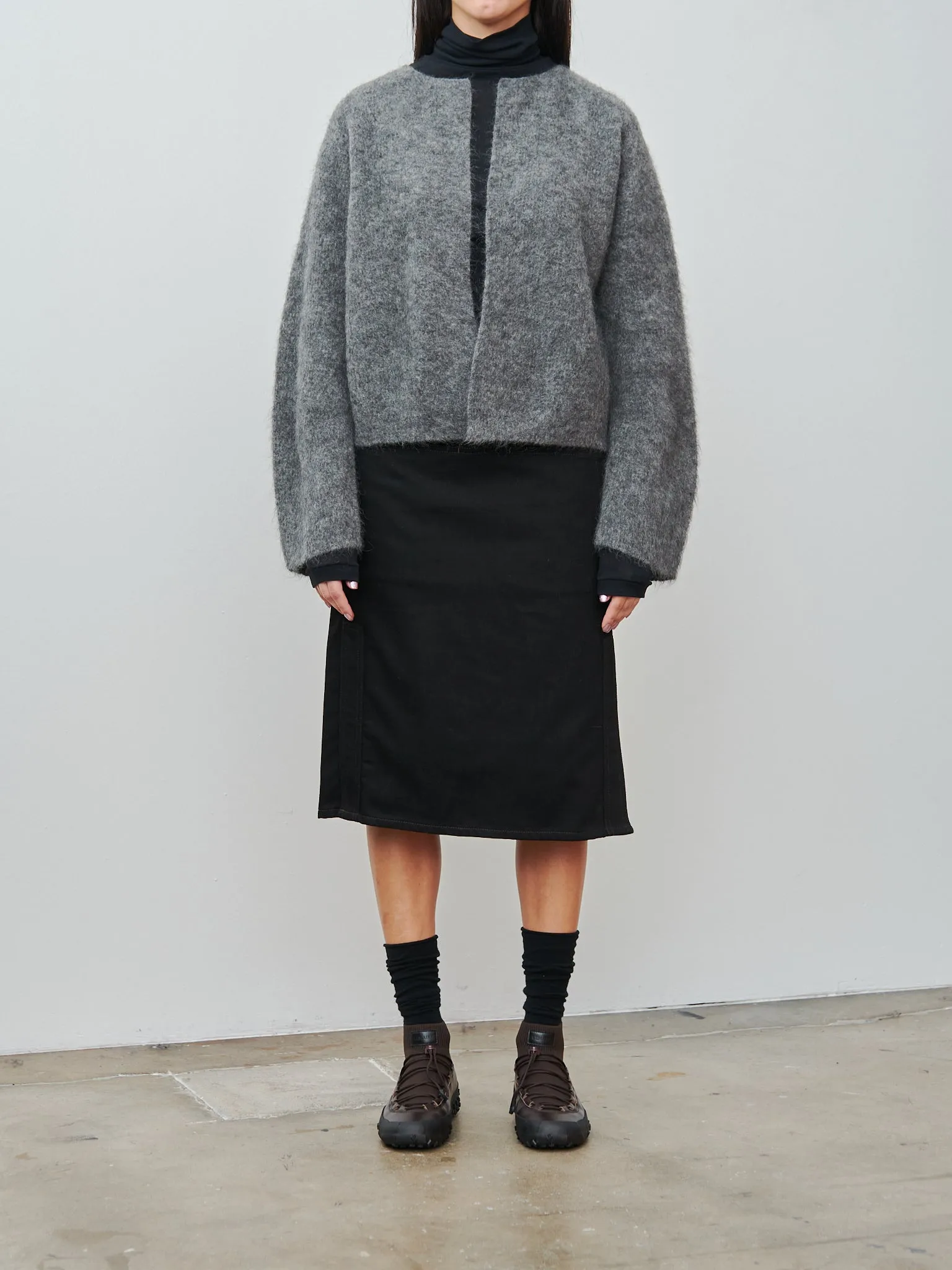 Stretch Superkid Mohair Short Cardigan - Gray sold by Namu Shop product image thumbnail 2