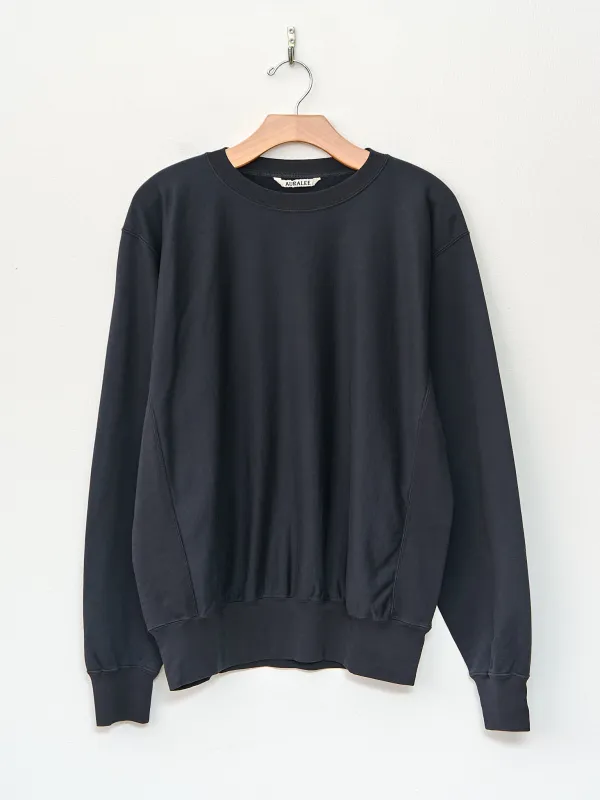 Elastic High Gauge Sweat P/O - Ink Black made by Auralee