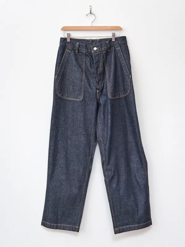 One Wash Denim Layer Trousers - Indigo made by Document