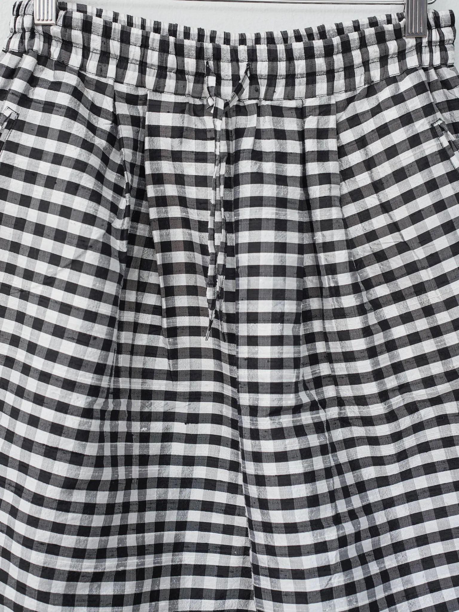 Dupion Silk Check Pants - Black x White sold by Namu Shop product image thumbnail 5