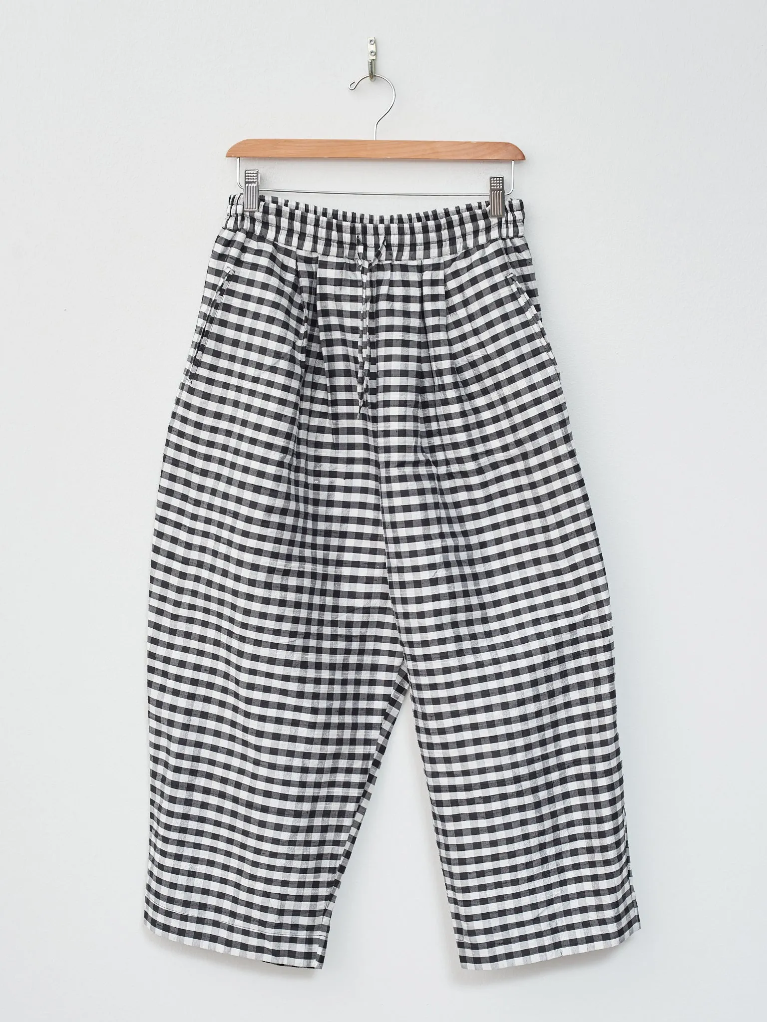 Dupion Silk Check Pants - Black x White sold by Namu Shop