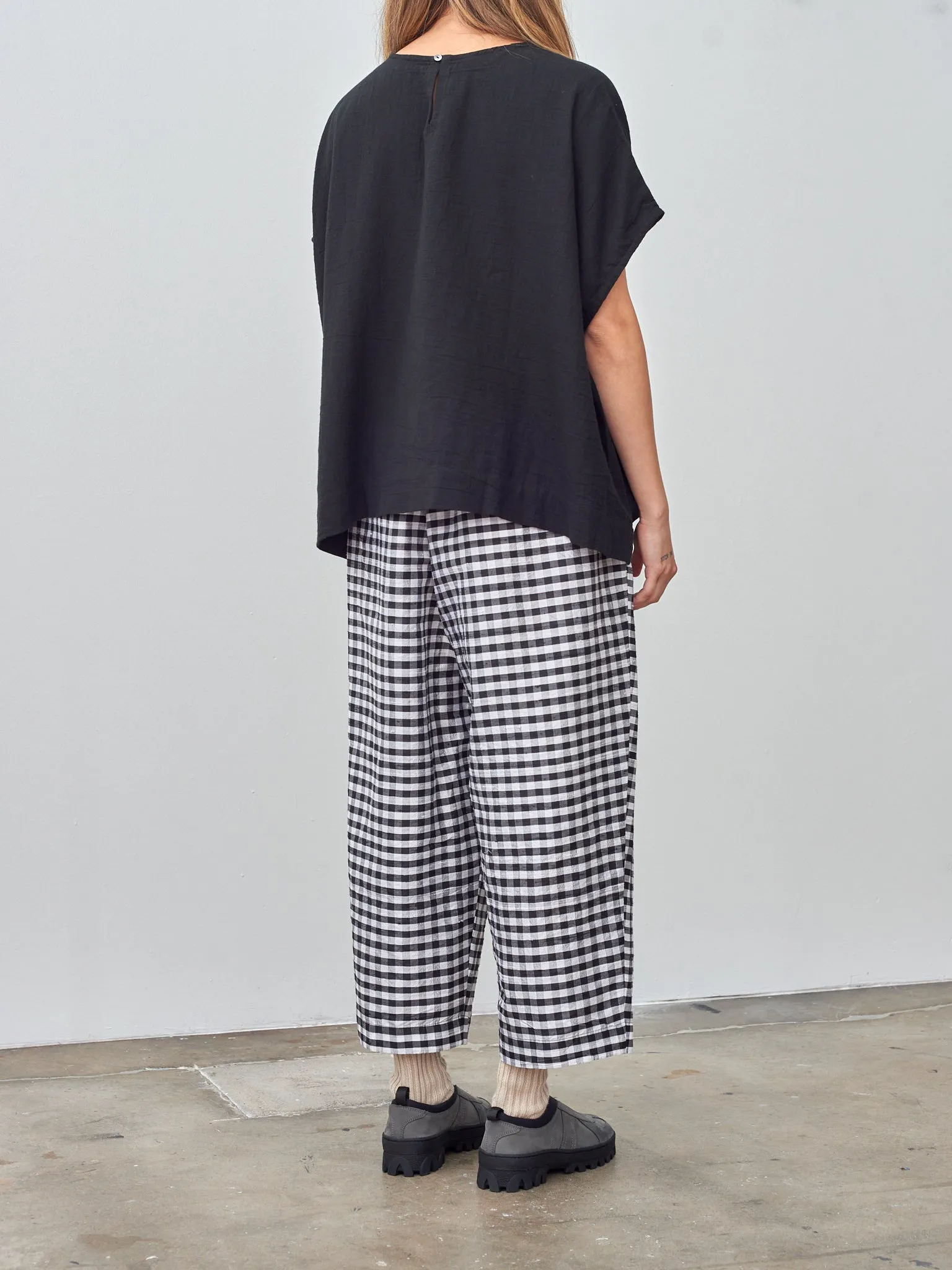 Dupion Silk Check Pants - Black x White sold by Namu Shop product image thumbnail 4