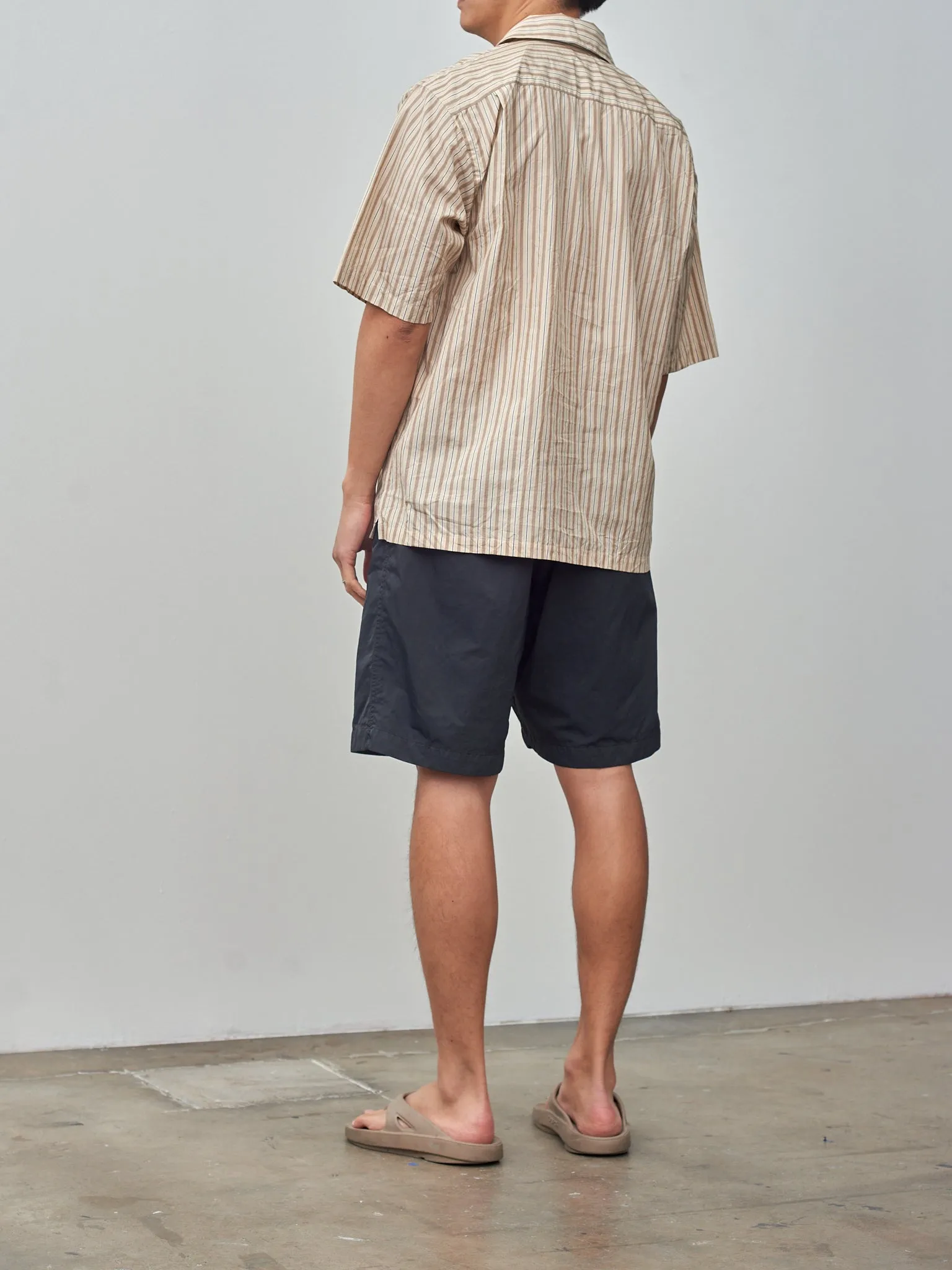 Short Sleeve Open Collar Shirt - Beige Stripe sold by Namu Shop product image thumbnail 4