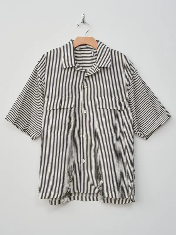 Short Sleeve Open Collar Shirt - Hickory Stripe made by Namu Shop