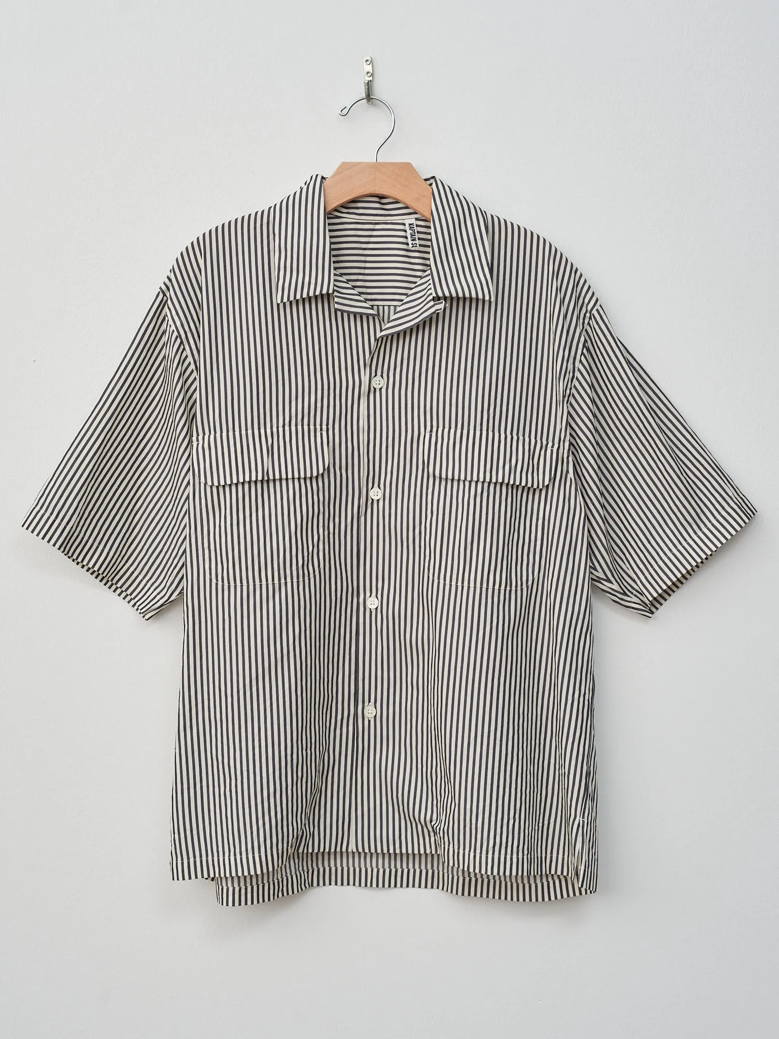 Short Sleeve Open Collar Shirt - Hickory Stripe sold by Namu Shop