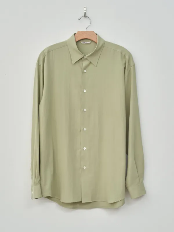 Hard Twist Cotton Silk Viyella Shirt - Sage Green made by Auralee