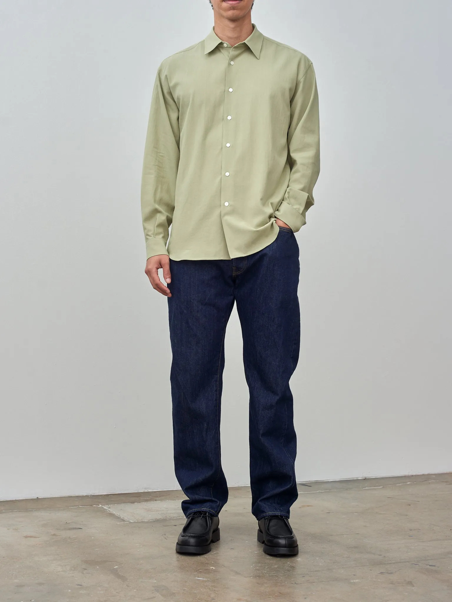 Hard Twist Cotton Silk Viyella Shirt - Sage Green sold by Namu Shop product image thumbnail 3