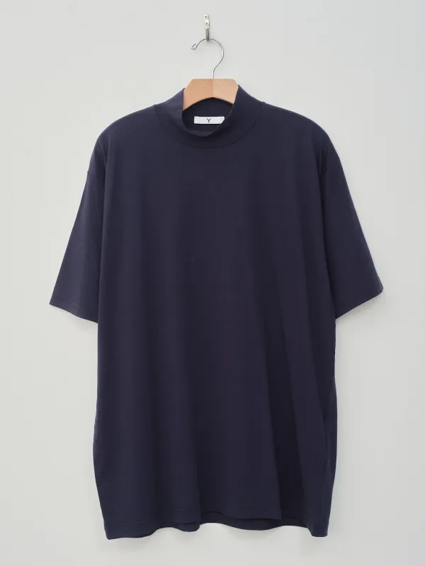 Organic Cotton Jersey Mock Neck S/S Tee - Navy made by Namu Shop
