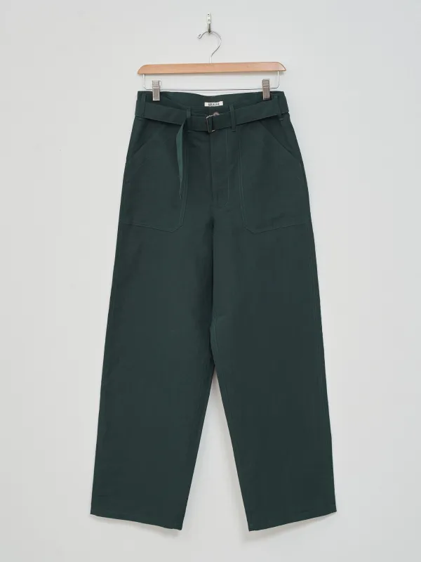 High Density Finx Linen Weather Pants - Dark Green made by Auralee