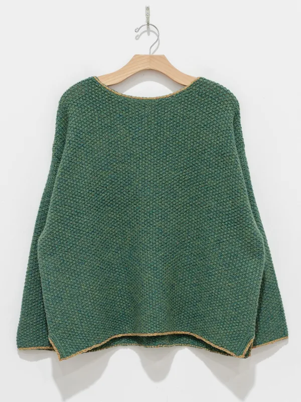 Wool Contrast Hem Pullover Knit - Green made by Ichi