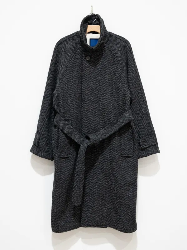 Donegal Tweed Oversized Balmacaan Coat - Gray made by Document