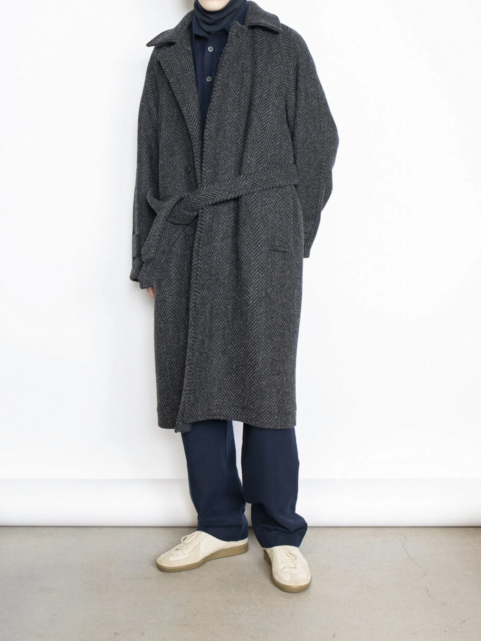 Donegal Tweed Oversized Balmacaan Coat - Gray sold by Namu Shop product image thumbnail 2