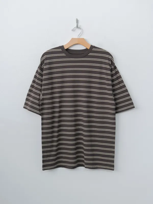 Hard Twisted Stripe Jersey Half-Sleeve Tee - Brown Wide Stripe sold by Namu Shop