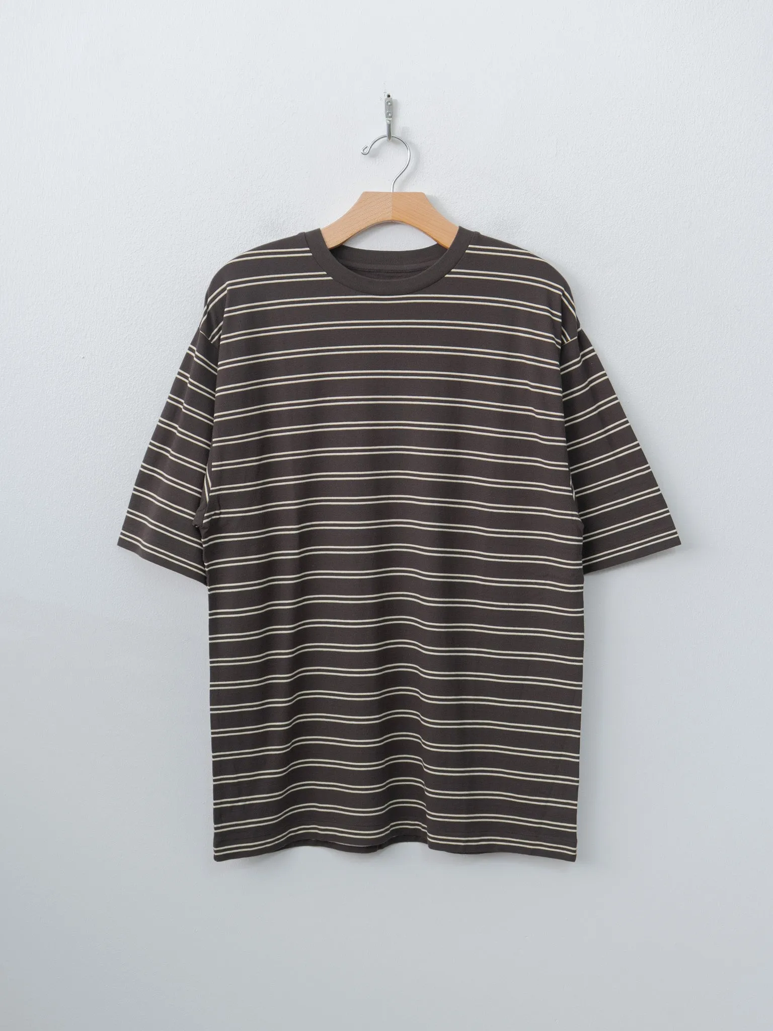 Hard Twisted Stripe Jersey Half-Sleeve Tee - Brown Wide Stripe sold by Namu Shop
