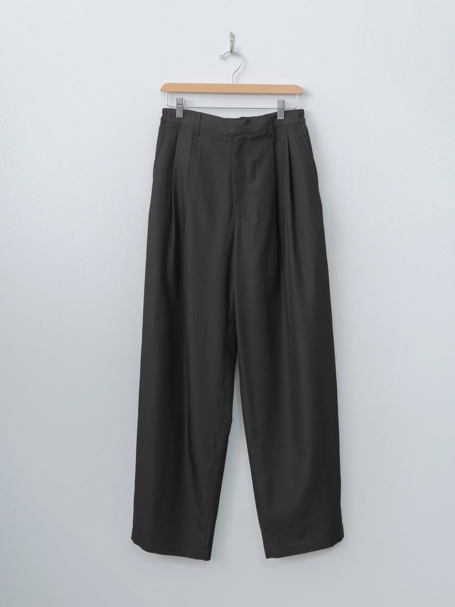 Wool Silk Wide Easy Trousers - Dark Charcoal sold by Namu Shop