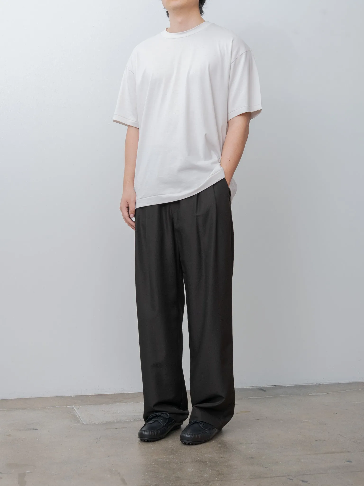 Wool Silk Wide Easy Trousers - Dark Charcoal sold by Namu Shop product image thumbnail 2