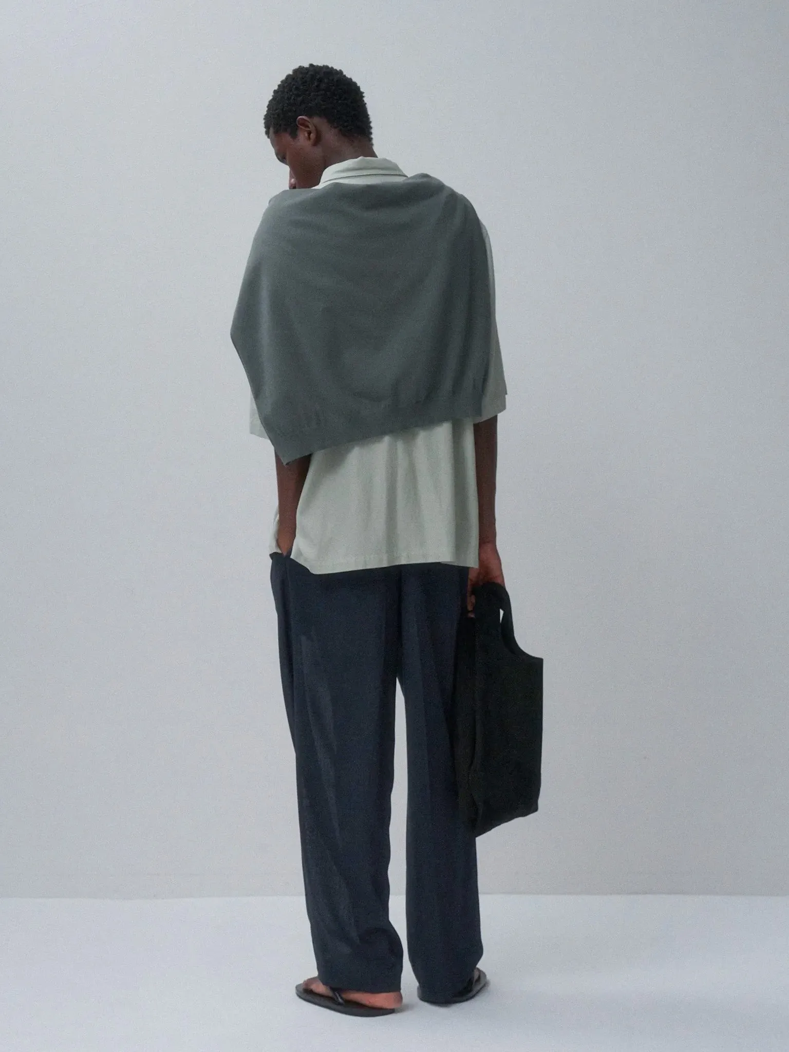 Twist Wool Gauze Two Tucked Easy Pants - Navy Top sold by Namu Shop product image thumbnail 3