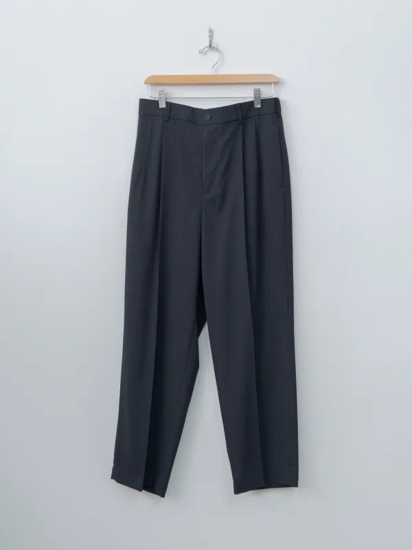 Twist Wool Gauze Two Tucked Easy Pants - Navy Top made by ATON