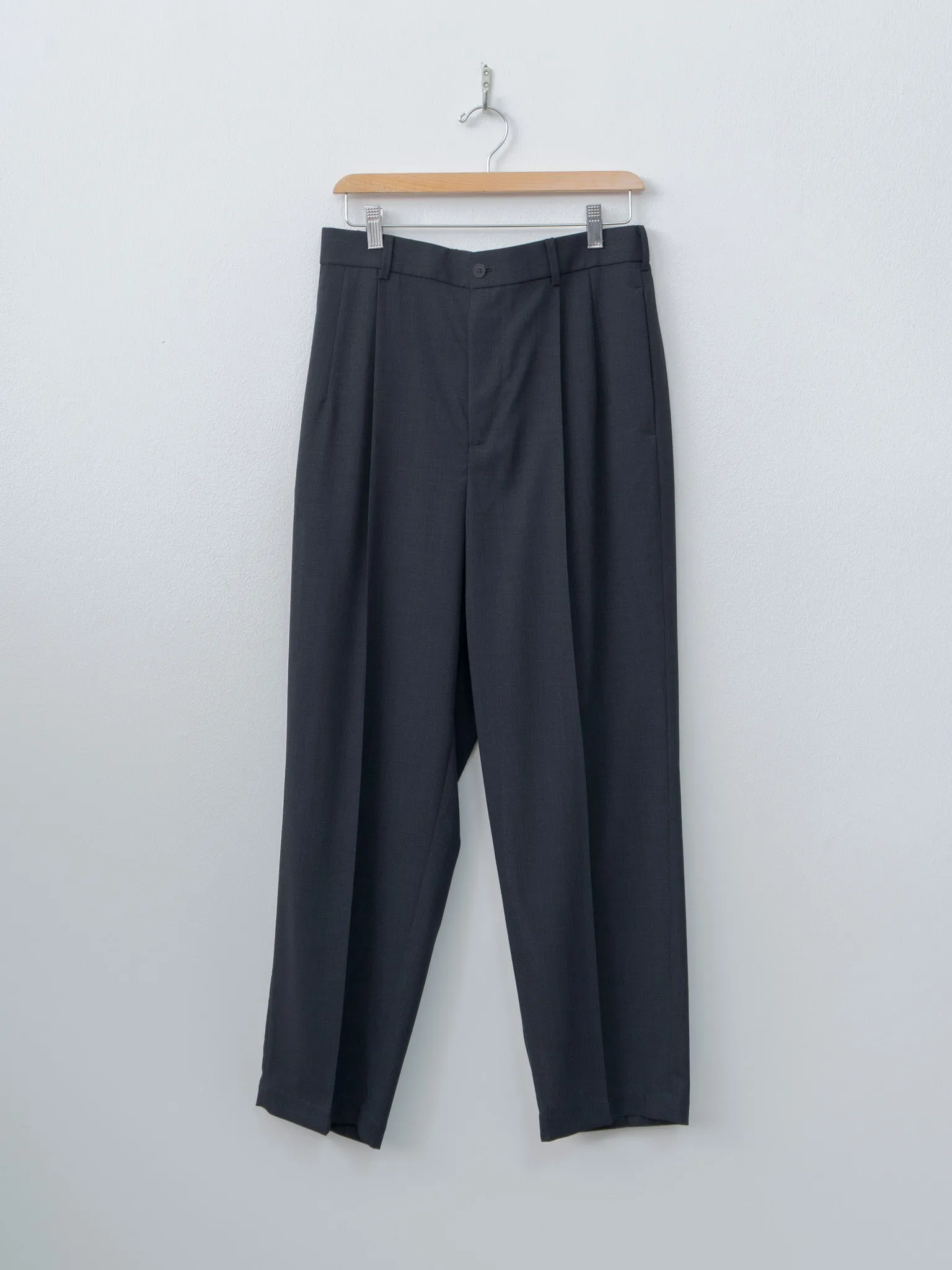 Twist Wool Gauze Two Tucked Easy Pants - Navy Top sold by Namu Shop