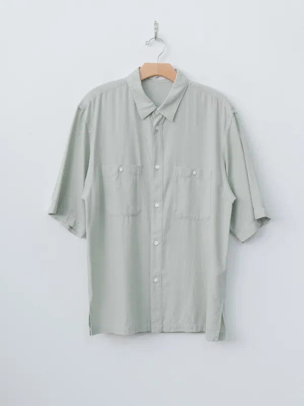 Cotton Silk Viera Loose Fit Half Sleeve Shirt - Green made by ATON